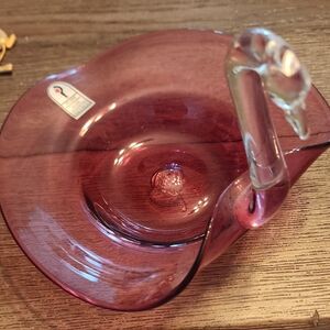 Pilgrim Cranberry Glass Swan Trinket Bowl